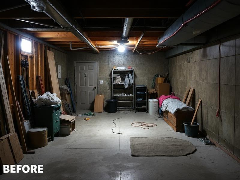 Basement makeover before